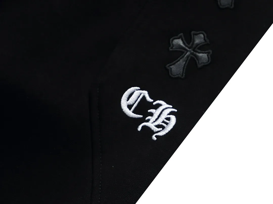 P210 Chrome Hearts 2024 autumn and winter new style Retro street style Customized leather stamp Imported Tajima machine high-density embroidered letter logo Made of high-gram heavyweight Chinese cotton fabric Couple style Casual trousers Color: black Size: XS-L